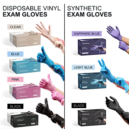 Black Vinyl Disposable Gloves Large 50 Pack - Latex Free, Powder Free Medical Exam Gloves - Surgical, Home, Cleaning, and Food Gloves - 3 Mil Thickness