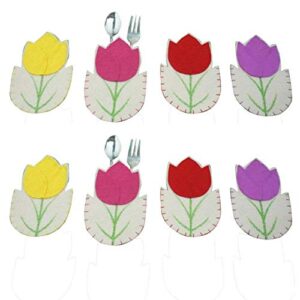 easter decor tableware dinner 8pc pockets holders case decoration silverware home decor rubber table mat (multicolor, one size)