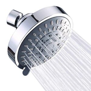shower head high pressure rain fixed showerhead 5-setting with adjustable metal swivel ball joint – relaxed shower experience even at low water flow & pressure aisoso