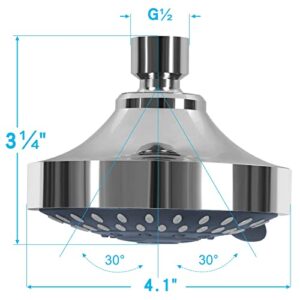 Shower Head High Pressure Rain Fixed Showerhead 5-Setting with Adjustable Metal Swivel Ball Joint - Relaxed Shower Experience Even at Low Water Flow & Pressure Aisoso