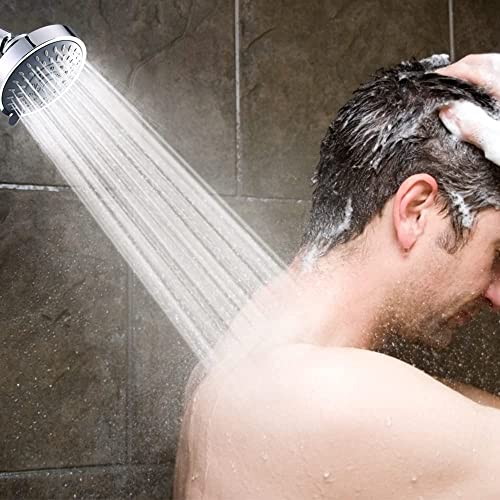 Shower Head High Pressure Rain Fixed Showerhead 5-Setting with Adjustable Metal Swivel Ball Joint - Relaxed Shower Experience Even at Low Water Flow & Pressure Aisoso