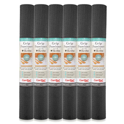 Con-Tact Brand Grip Premium with Microban Non-Adhesive Contact Shelf and Drawer Liner, 20" x 4', Graphite, 6 Rolls