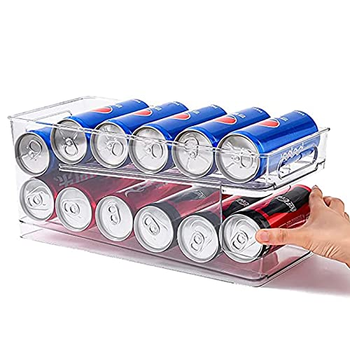 Refrigerator Soda Can Storage Box Coca Cola Double Layer Automatic Rolling Drink Box, Refrigerator Can Organizer Suitable for Fridge Kitchen Pantry Countertop, Camping,RVs