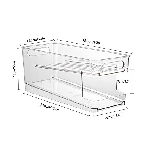 Refrigerator Soda Can Storage Box Coca Cola Double Layer Automatic Rolling Drink Box, Refrigerator Can Organizer Suitable for Fridge Kitchen Pantry Countertop, Camping,RVs