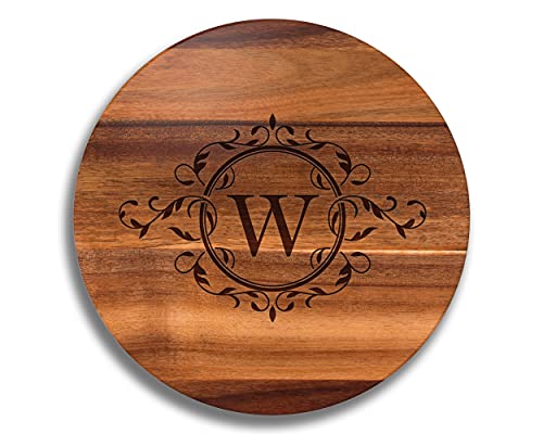 Lazy Susan Turntable, Engraved with Your Initial, Large 16" or 18” Wood Lazy Susan, Family Name Gifts, Laser Etched Wood