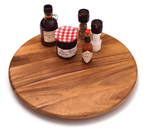 Lazy Susan Turntable, Engraved with Your Initial, Large 16" or 18” Wood Lazy Susan, Family Name Gifts, Laser Etched Wood