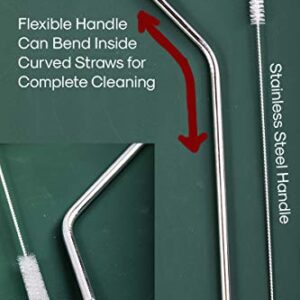 2 Drinking Straw Cleaning Brush LONG - Bristle Cleaner for Stainless Steel Drink Straws Heavy Duty Brushes For Washing Glass Silicone Metal Straws Tea Pot Spout Mini Micro Bottle