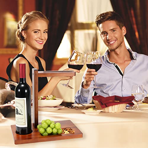 B4Life Valentine's Day Gifts, Wine Trays, Wine Caddy with Serving Tray, Wine Tray with Wine Glass Holder, Wine Bottle Racks with Glass Holder, for Wine Lovers