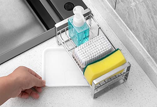 vastland Sponge Holder for Kitchen Sink, Sink Caddy - Kitchen Organizer for Dish Sponge,Soap,Brush and More