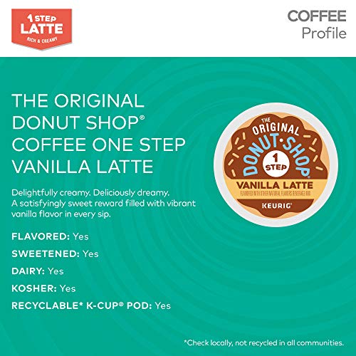 The Original Donut Shop Vanilla Latte, Single-Serve Keurig K-Cup Pods, Flavored Coffee, 20 Count