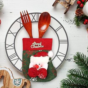 Kalekey 12 Pack Christmas Mini Stockings Tableware Holders Christmas Socks Decorations Spoon Fork Bag Candy Pouch Bag for Xmas Party Tree Dinner Table Home Ornaments