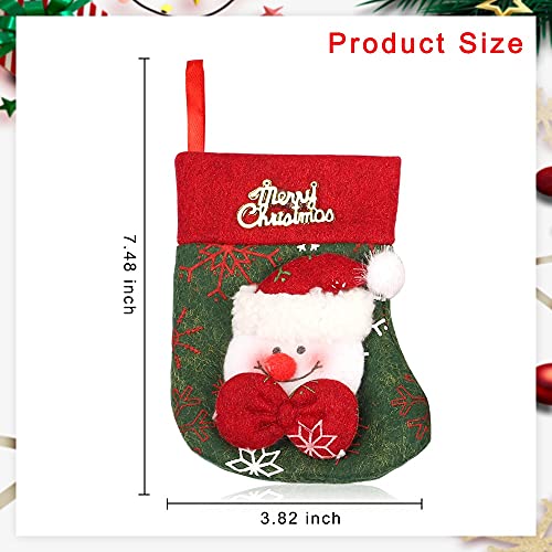 Kalekey 12 Pack Christmas Mini Stockings Tableware Holders Christmas Socks Decorations Spoon Fork Bag Candy Pouch Bag for Xmas Party Tree Dinner Table Home Ornaments