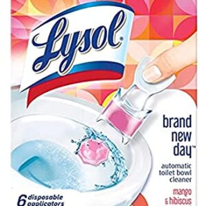 Lysol Click Gel Automatic Toilet Bowl Cleaner, Gel Toilet Bowl Cleaner, For Cleaning and Refreshing, Mango & Hibiscus, 6 applicators.