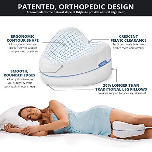 Contour Legacy Leg & Knee Foam Support Pillow - Soothing Pain Relief for Sciatica, Back, Hips, Knees, Joints - As Seen on TV