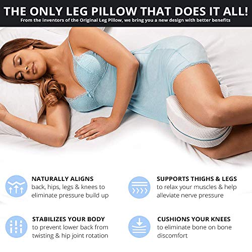 Contour Legacy Leg & Knee Foam Support Pillow - Soothing Pain Relief for Sciatica, Back, Hips, Knees, Joints - As Seen on TV