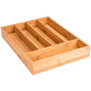 royal brands bamboo utensil drawer organizer tray, bamboo cutlery drawer organizer tray, (14.25″ x 10.25″ x 2″)