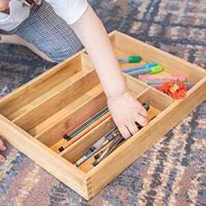 Royal Brands Bamboo Utensil Drawer Organizer Tray, Bamboo Cutlery Drawer Organizer Tray, (14.25" x 10.25" x 2")