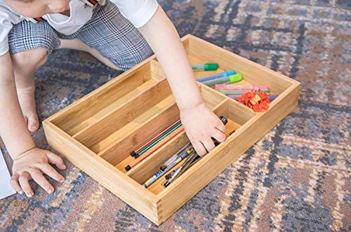 Royal Brands Bamboo Utensil Drawer Organizer Tray, Bamboo Cutlery Drawer Organizer Tray, (14.25" x 10.25" x 2")