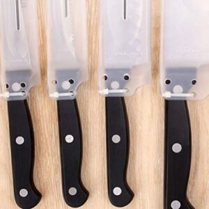 Cabilock 6pcs Universal Knives Edge Guards Clear Plastic Knives Sleeves Blades Protectors Storage Blocks Kitchen Utility Cutlery Accessories