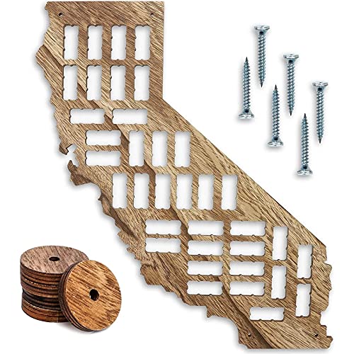 Wine Cork Holder, California Board Map Wall Decor (9.8 x 26 Inches)