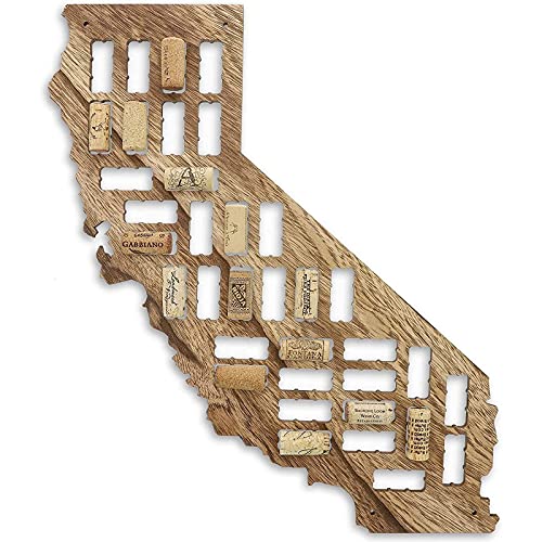 Wine Cork Holder, California Board Map Wall Decor (9.8 x 26 Inches)