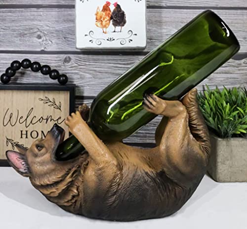 Ebros Lifelike Purebreed Pedigree Canine Adorable German Shepherd Dog Wine Bottle Holder Figurine Statue As Kitchen Wine Cellar Centerpiece Decor Storage Organizer (German Shepherd)