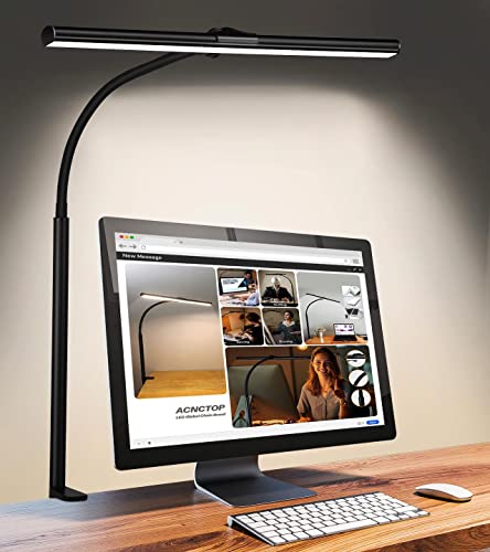 ACNCTOP Desk Lamp for Office Home - Eye-Caring Architect Task Lamp 25 Lighting Modes Adjustable LED Desk Lamp Flexible Gooseneck Clamp Light for Workbench Drafting Reading Study (Black)