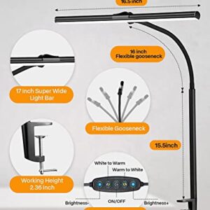 ACNCTOP Desk Lamp for Office Home - Eye-Caring Architect Task Lamp 25 Lighting Modes Adjustable LED Desk Lamp Flexible Gooseneck Clamp Light for Workbench Drafting Reading Study (Black)