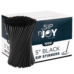 coffee stirrers sticks, disposable plastic drink stirrer sticks, 1000 stirrers, use it as a coffee straws or a cocktail mixers, 5-inch (pack of 1), black