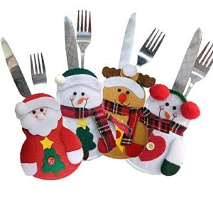 Kaxich 8pcs Christmas Cutlery Holders Suit Silverware Pockets Knifes Forks Tableware Decor Bag Storage Covers Christmas Xmas Party Decorations