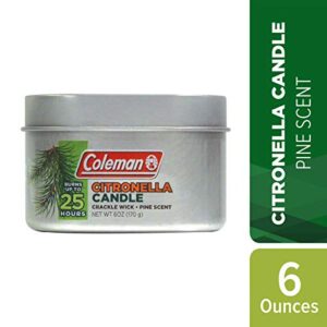 Coleman Scented Outdoor Citronella Candle with Wooden Crackle Wick - 6 oz