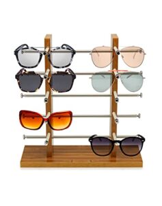 qwork wood sunglass glass rack frame, 5 layers glasses showcase, sunglasses display stand holder, detachable