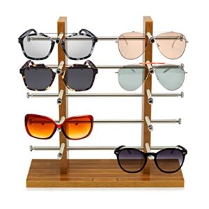 QWORK Wood Sunglass Glass Rack Frame, 5 Layers Glasses Showcase, Sunglasses Display Stand Holder, Detachable