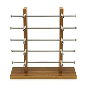 QWORK Wood Sunglass Glass Rack Frame, 5 Layers Glasses Showcase, Sunglasses Display Stand Holder, Detachable