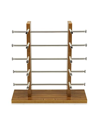 QWORK Wood Sunglass Glass Rack Frame, 5 Layers Glasses Showcase, Sunglasses Display Stand Holder, Detachable