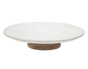 godinger revolving cake stand plate for decorating and serving, lazy susan wood marble rotating platter