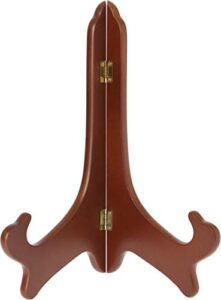 bard’s hinged walnut mdf wood plate stand, 11″ h x 8.5″ w x 6″ d (for 10″ – 14″ plates)
