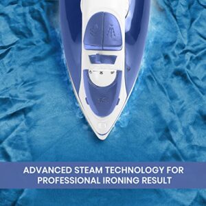 Utopia Home Steam Iron for Clothes With Non-Stick Soleplate - 1200W Clothes Iron With Adjustable Thermostat Control, Overheat Safety Protection & Variable Steam Control (Blue)