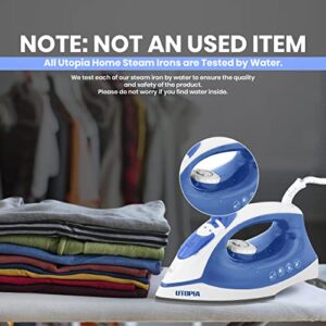 Utopia Home Steam Iron for Clothes With Non-Stick Soleplate - 1200W Clothes Iron With Adjustable Thermostat Control, Overheat Safety Protection & Variable Steam Control (Blue)