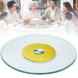 Round Lazy Susan Turntable 24/28/31/35/39/43/47 inch, Tempered Glass Rotating Tray, for Kitchen, Restaurant, Dining Table, Easy to Share All Food,Gold-60cm/23.6in