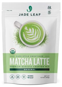jade leaf organic matcha latte mix – cafe style sweetened blend – sweet matcha green tea powder (5.3 ounce)