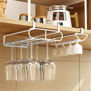 brynnl 2 pack wine glass holder, wine glass rack under cabinet,punch-free hanging wine glass rack for bar kitchen （white）