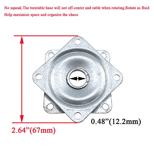 Hahiyo Lazy Susan Square Turntable Tray Base Plate Hardware Stable Rotating Ball Bearing 2 inch Spinner Turn Smoothly Save Space Sturdy No Wobble Squeak for Kitchen Cake, White, 2in, 6Pieces