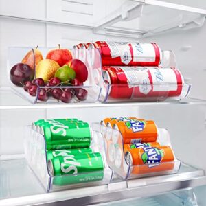 Soda Can Organizer for Refrigerator Foldable Can Holder Dispenser, Soda Can Organizer for pantry, Freezer, Holds Up to 9 Cans Each, BPA-Free, Clear Design