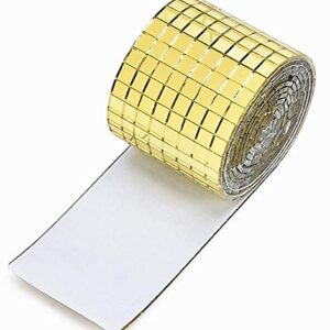 Self-Adhesive Mini Square Glass,2400pieces Gold Square Mirrors Mosaic Tiles 5x5mm Each