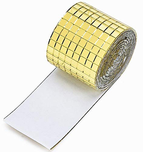 Self-Adhesive Mini Square Glass,2400pieces Gold Square Mirrors Mosaic Tiles 5x5mm Each