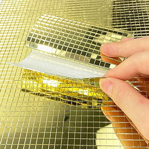 Self-Adhesive Mini Square Glass,2400pieces Gold Square Mirrors Mosaic Tiles 5x5mm Each