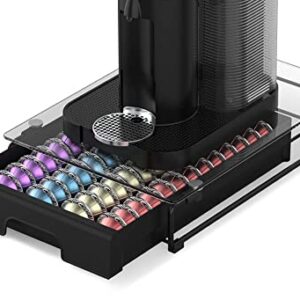 EVERIE Crystal Tempered Glass Organizer Drawer Holder Compatible with Nespresso Vertuo Capsules, Compatible with 40 Big or 52 Small Vertuoline Pods, 12'' Wide by 16.5'' Deep by 3.5'' High