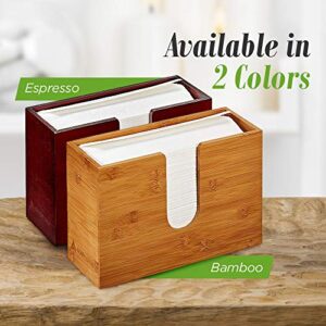 AdirHome Bamboo Paper Towel Dispenser 4.8" x 11.6" x 7.8" - Wall Mount or Countertop for Multifold Hand Napkins - Bathroom, Kitchen, Home or Commercial Use (Espresso)