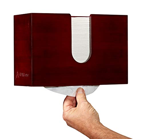 AdirHome Bamboo Paper Towel Dispenser 4.8" x 11.6" x 7.8" - Wall Mount or Countertop for Multifold Hand Napkins - Bathroom, Kitchen, Home or Commercial Use (Espresso)